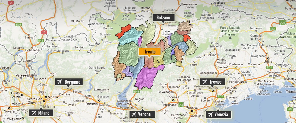Mappa trentino colorata 
